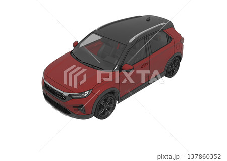 car isolated on transparent background, 3d illustration, cg render 137860352
