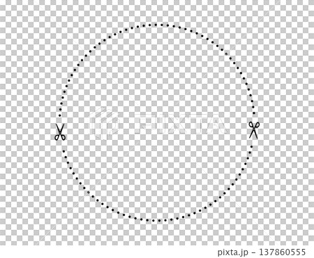 ハサミと切り取り線のイラスト　破線　点線 137860555