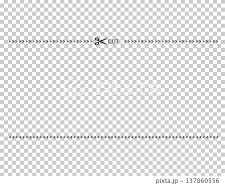 ハサミと切り取り線のイラスト　破線　点線 137860556