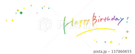 Happy birthdayのカラフルな手書き文字　ハッピーバースデー 137860655