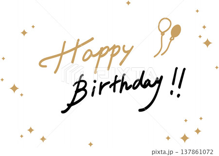 Happy birthdayの手書き文字　ハッピーバースデー 137861072