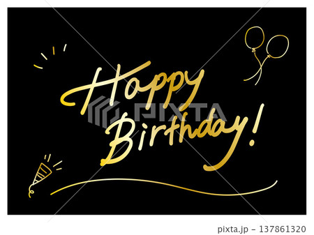 Happy birthdayの手書き文字　ハッピーバースデー 137861320