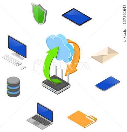 Data Network Cloud Computing Technology Isometric 137861642