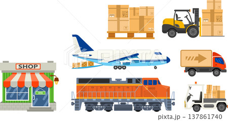 Freight Transport and Logistics Banner Infographics 137861740