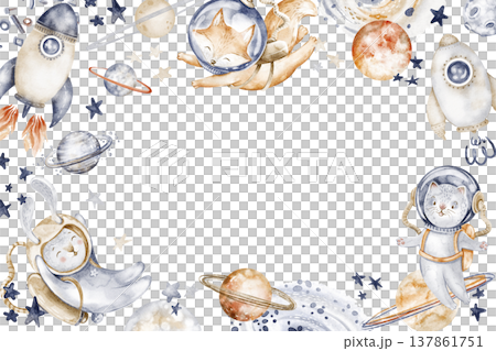 Space Frame Template Watercolor Hand Painted Space Frame Template Watercolor Hand Painted 137861751