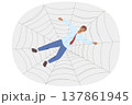Trap for business man in form of cobweb symbolizes network of fraudsters want to steal money 137861945