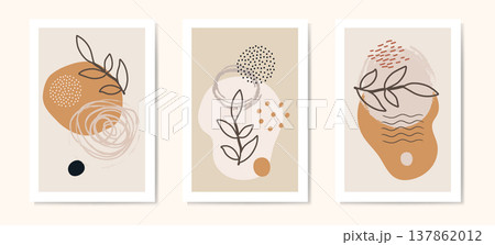 Abstract botanical banner set with geometric shapes vector illustrations 137862012