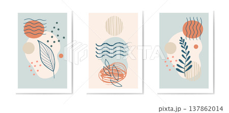 Abstract botanical banner set with geometric shapes vector 137862014