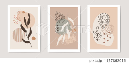 Abstract banner set with botanical shapes vector illustrations 137862016