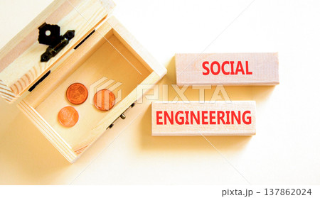 Social engineering words symbol. Concept words Social engineering on beautiful wooden blocks. Beautiful white background. Wooden chest with coins. Business Social engineering words concept. Copy space Social engineering words symbol. Concept words Social engineering on beautiful wooden blocks. Beautiful white background. Wooden chest with coins. Business Social engineering words concept. Copy space 137862024