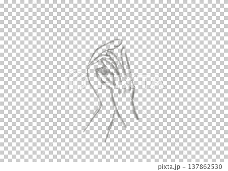 A hand-drawn style line art illustration of hands clasped together. A hand-drawn style line art illustration of hands clasped together. 137862530