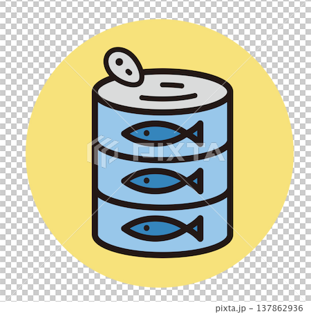 罐頭食品的圖示。例如金槍魚罐頭或鯖魚罐頭。 137862936