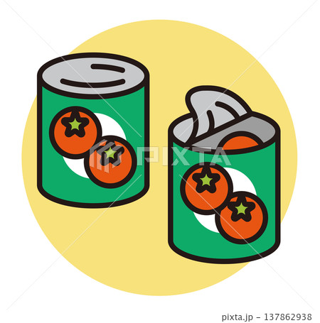 缶詰のアイコン。トマト缶のイラスト。 缶詰のアイコン。トマト缶のイラスト。 137862938