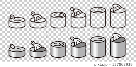 缶詰のアイコン。非常食や保存食のイラスト。 缶詰のアイコン。非常食や保存食のイラスト。 137862939
