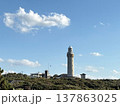 山口県の観光名所　丘の上の角島灯台と青空 137863025