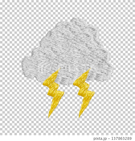 [Clouds and Lightning] Hand-embroidered illustration material 137863289