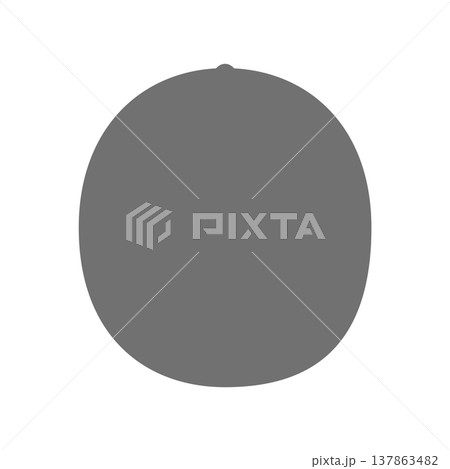 ハニーデューメロンのシンプルな白黒アイコン フラットな果物イラスト 137863482