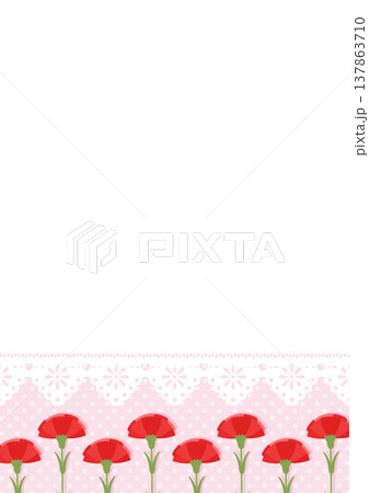 母の日の赤いカーネーションとレースの背景イラスト 母の日の赤いカーネーションとレースの背景イラスト 137863710