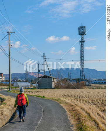 奈良市五条町 唐招提寺南大門前の道から若草山(三笠山) 2020年1月2日 奈良市五条町 唐招提寺南大門前の道から若草山(三笠山) 2020年1月2日 137863856