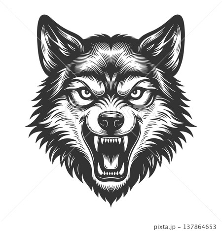 Aggressive Wolf Head Snarling Animal raster Aggressive Wolf Head Snarling Animal raster 137864653