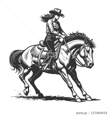 Cowgirl Riding Horse Western Rodeo Action raster Cowgirl Riding Horse Western Rodeo Action raster 137864658