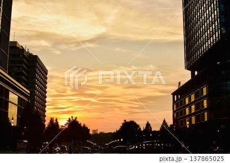 真夏の東京駅前通りの夕暮れ 真夏の東京駅前通りの夕暮れ 137865025