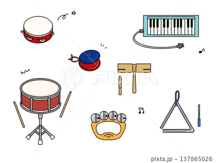 小学校で使う色々な楽器のイラスト 137865026