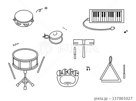 小学校で使う色々な楽器の線画のイラスト 小学校で使う色々な楽器の線画のイラスト 137865027