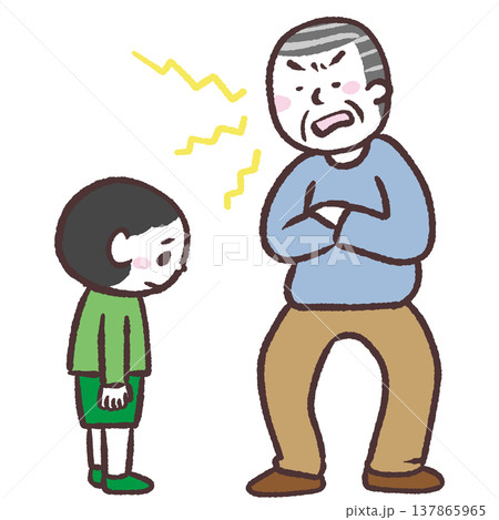 子供に怒鳴るシニア男性のイラスト 137865965