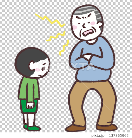 子供に怒鳴るシニア男性のイラスト 137865965