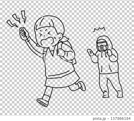 小學生拉響警報後逃跑（線描） 137866184