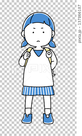 配備個人警報器的小學生女孩(兩種顏色) 配備個人警報器的小學生女孩(兩種顏色) 137866187