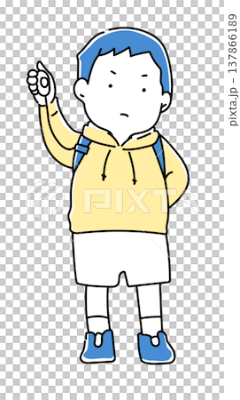 防犯ブザーを備えている小学生男子_2色 137866189