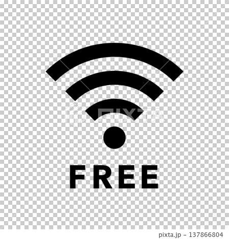 免費Wi-Fi圖標，單色，庫存圖片，插圖。 137866804