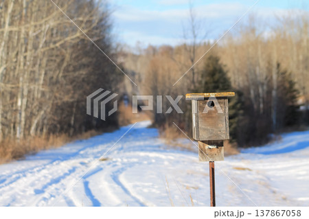 Wooden Birdhouse In Rural Alberta Wooden Birdhouse In Rural Alberta 137867058