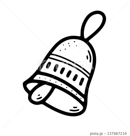 Doodle Christmas bell with ribbon Doodle Christmas bell with ribbon 137867210