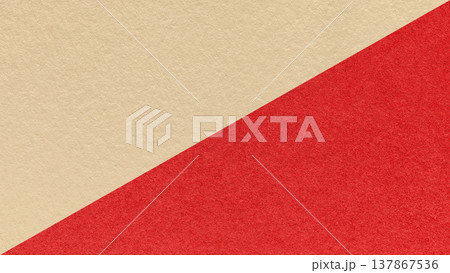 Light cream paper texture two color background with red diagonal split and copy space for template, banner, presentation 137867536