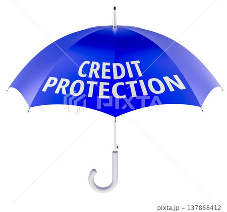 Credit Protection concept with blue umbrella. 3D rendering Credit Protection concept with blue umbrella. 3D rendering 137868412