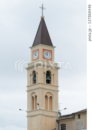 Bell tower of Santuario Nostra Signora del Suffragio in Recco Italy 137868446