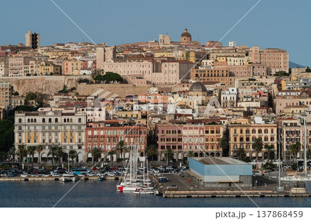 Port of Cagliari waterfront and Castello district in Sardinia Italy Port of Cagliari waterfront and Castello district in Sardinia Italy 137868459