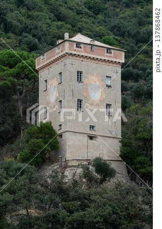 Torre Doria tower in San Fruttuoso Liguria Italy Torre Doria tower in San Fruttuoso Liguria Italy 137868462
