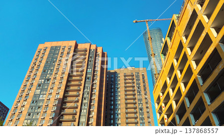 Architecture and real estate, modern residential apartment building with large panoramic windows 137868557