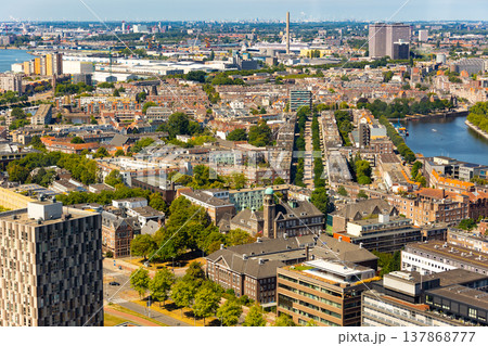 Summer landscape from a drone in the Delfshafen district in the city of Rotterdam Summer landscape from a drone in the Delfshafen district in the city of Rotterdam 137868777