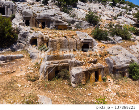 Multiple stone tombs in ancient city of Limyra Multiple stone tombs in ancient city of Limyra 137869223