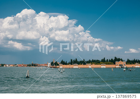 Amazing view of Venice old town and sea. Beautiful cloudy sky. Amazing view of Venice old town and sea. Beautiful cloudy sky. 137869575