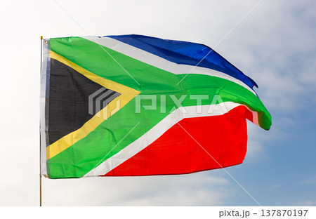 Flag of South Africa on background of sky 137870197