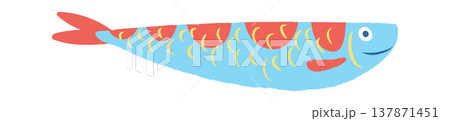 Childish Crayon Sardine Sea Fish Childish Crayon Sardine Sea Fish 137871451