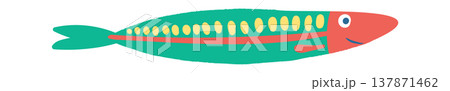 Sardine Swimming Cartoon Hand Drawn Fish 137871462