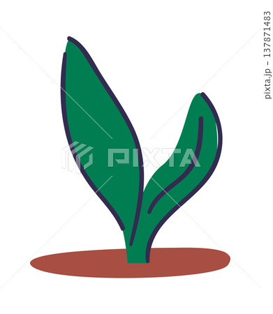 Sprout Growing From Soil Line Art 137871483