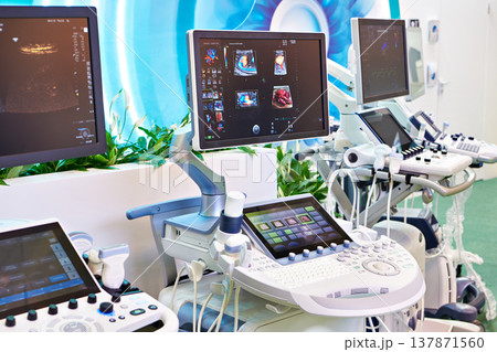 Medical ultrasound devices on exhibition Medical ultrasound devices on exhibition 137871560